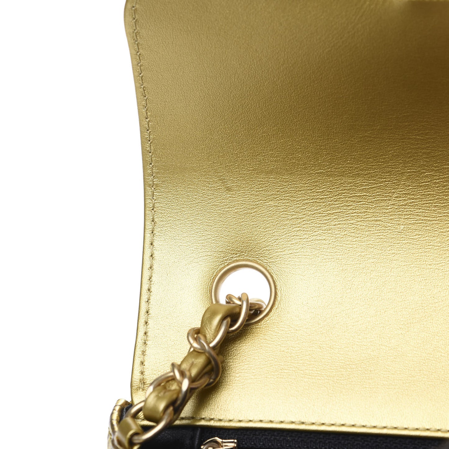 Metallic Calfskin Crocodile Embossed Cocodile Rectangular Mini Flap Gold
