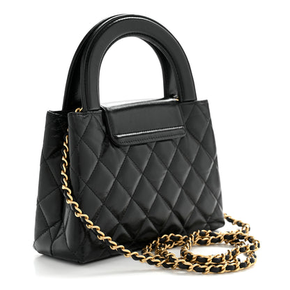 Chanel Shiny Aged Calfskin Quilted Nano Kelly Shopper Black 3 of 12