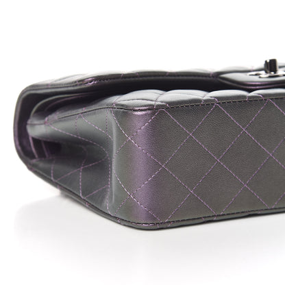 Chanel Iridescent Lambskin Quilted Medium Double Flap Dark Purple 5 of 11