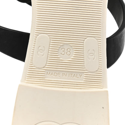Chanel Jelly Quilted Camellia Thong Sandals 38 White Black 6 of 7