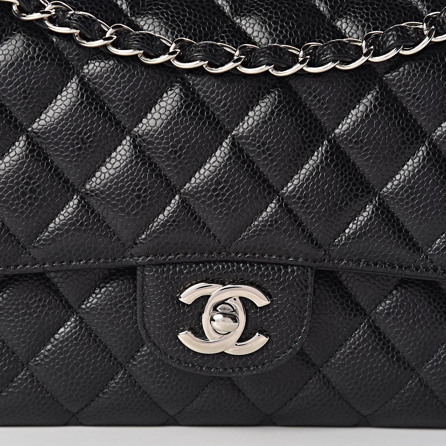 Caviar Quilted Medium Double Flap Black