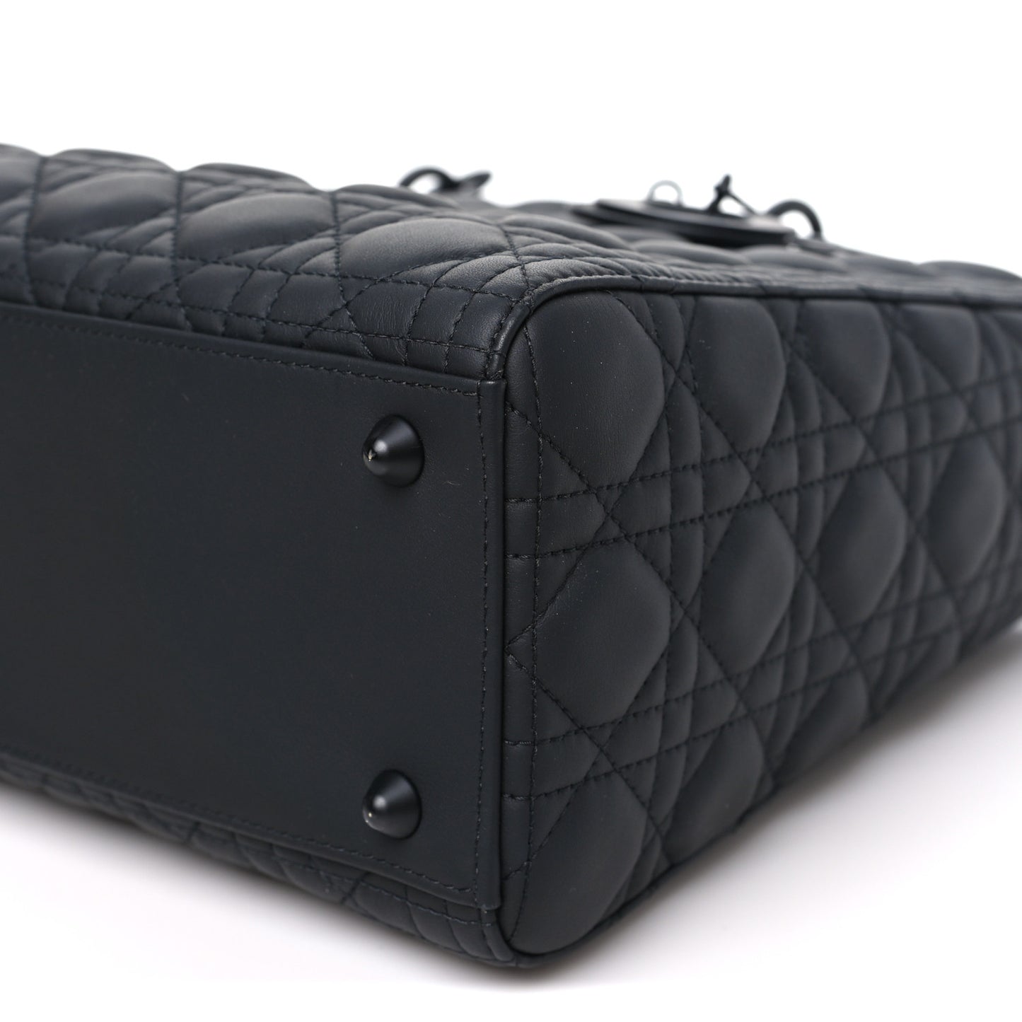 Ultra Matte Calfskin Cannage Large Lady Dior Black