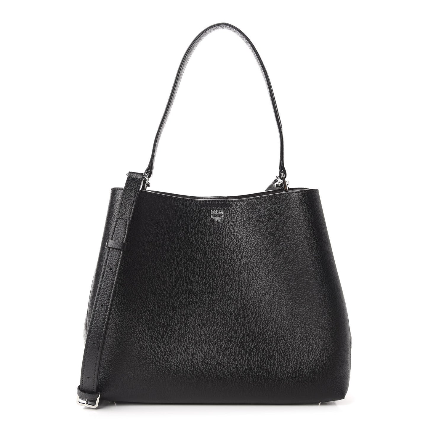 Grained Calfskin Visetos Medium Sarah Hobo Black