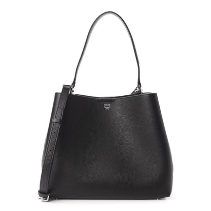 MCM Grained Calfskin Visetos Medium Sarah Hobo Black 1 of 9