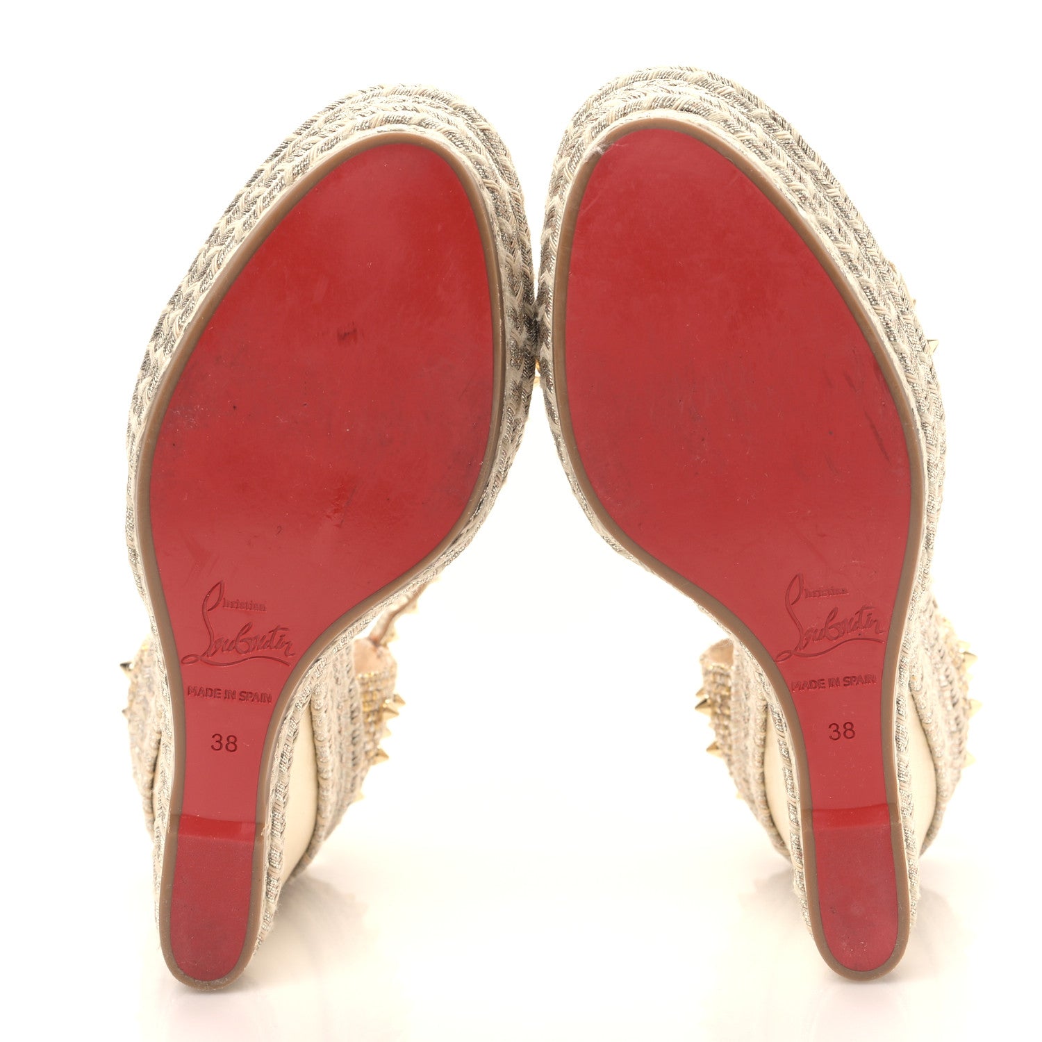 Christian Louboutin Nappa Metallic Madmonica 120 Wedge Sandals 38 Gold 5 of 9