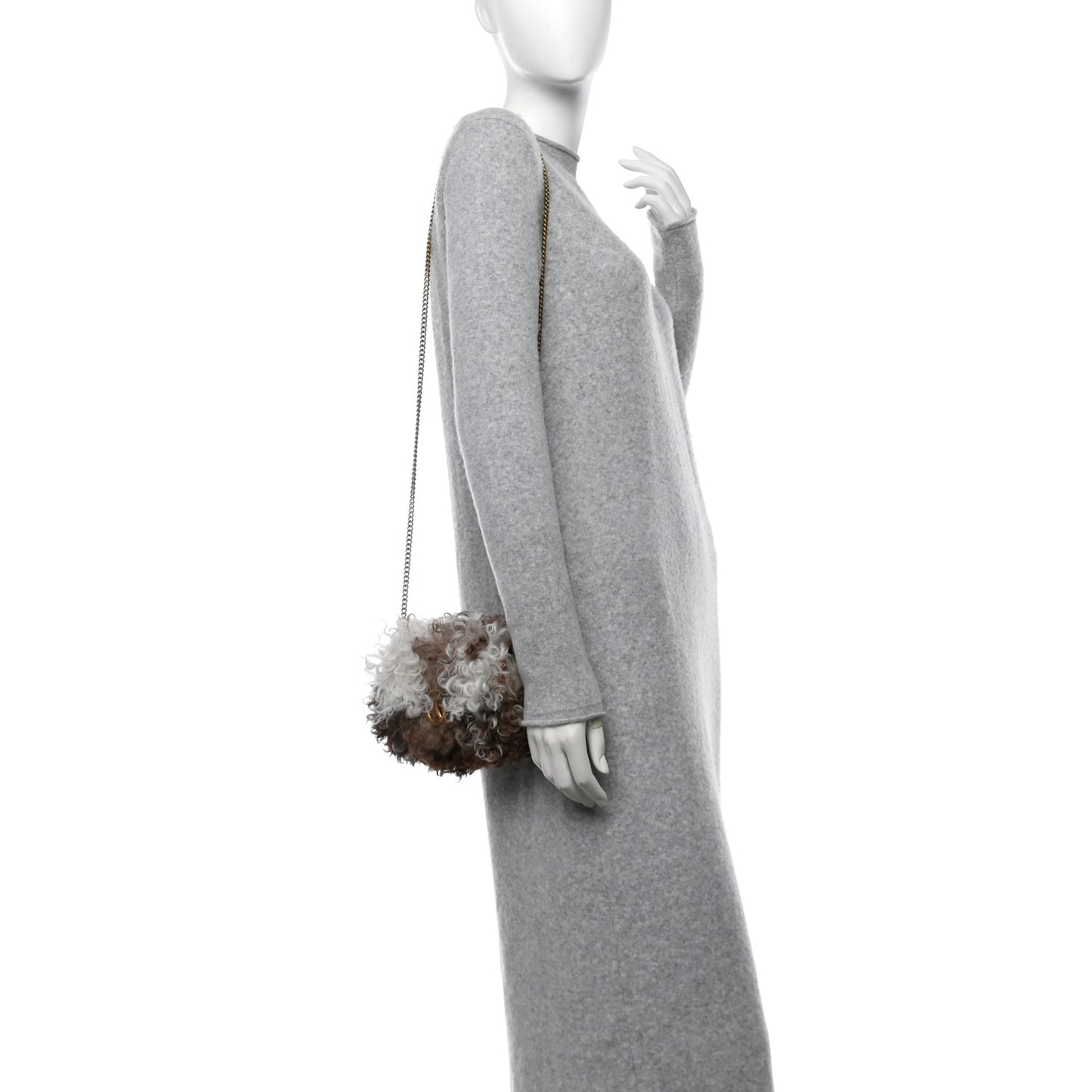 Shearling Super Mini GG Marmont Shoulder Bag White Beige