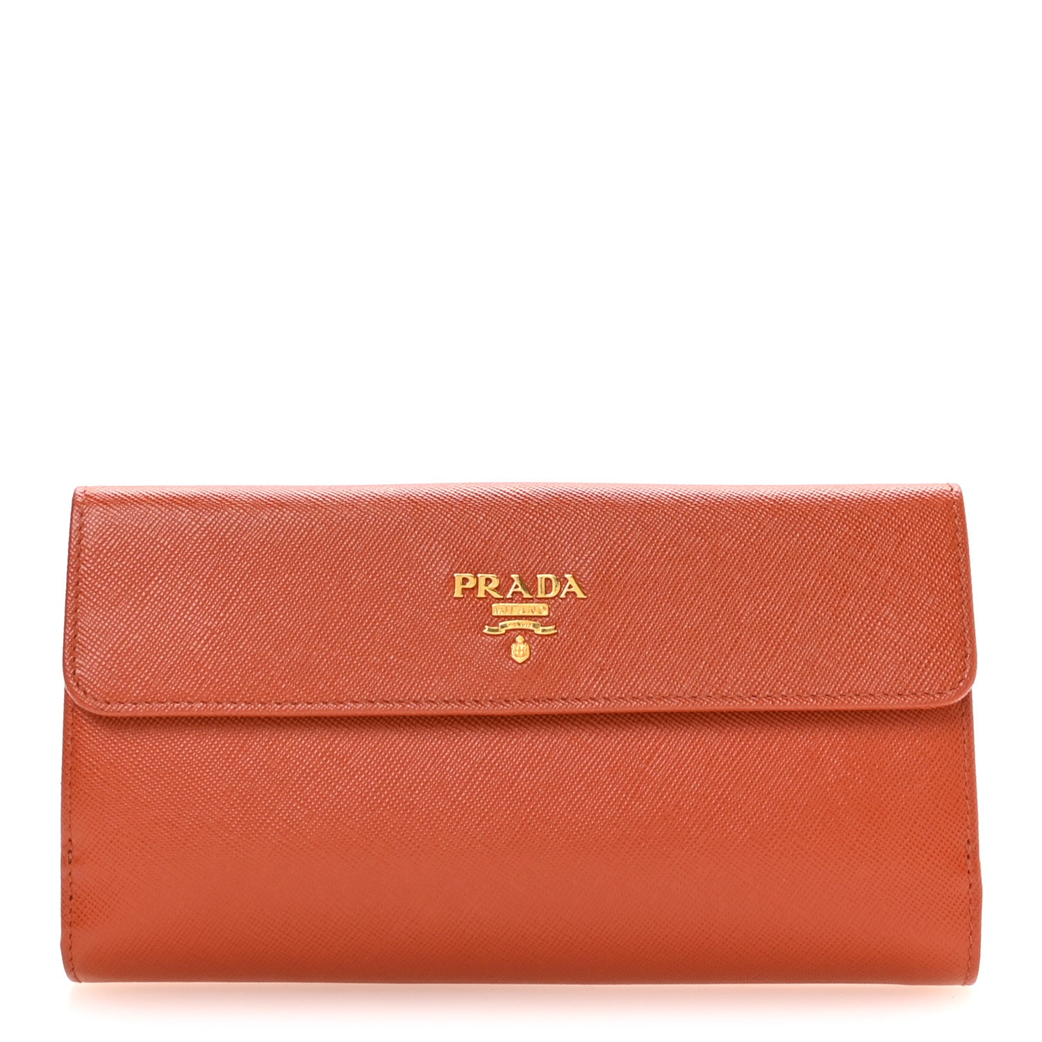 Prada Saffiano Metal Continental Flap Travel Wallet Rame 1 of 8