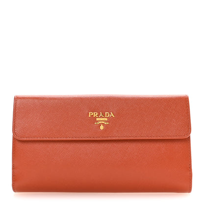 Prada Saffiano Metal Continental Flap Travel Wallet Rame 1 of 8