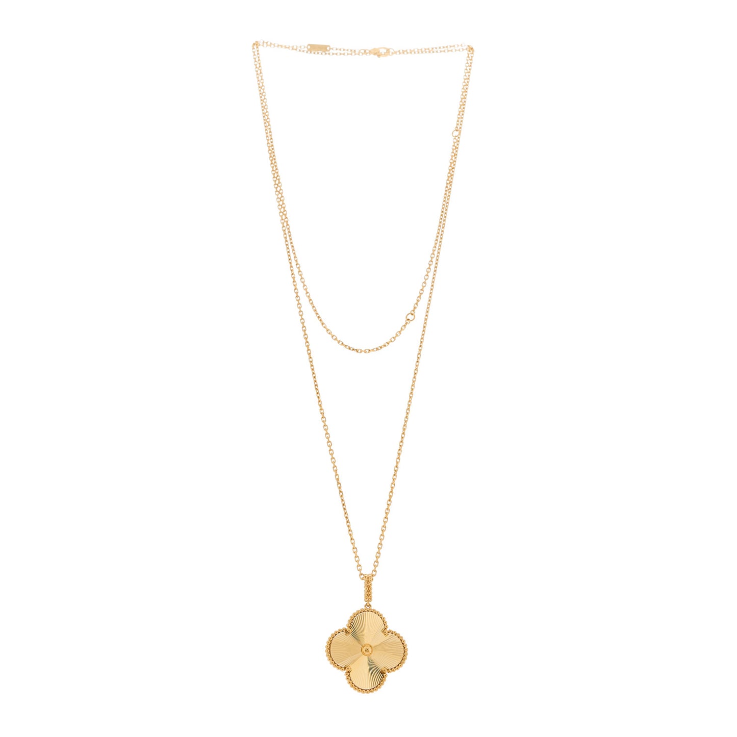 18K Yellow Gold Guilloche Magic Alhambra Long Necklace