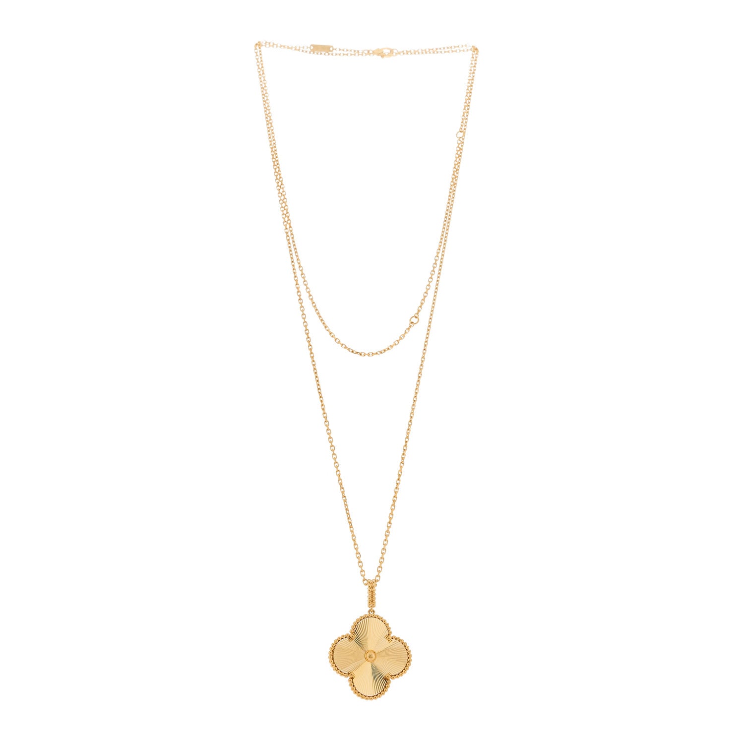 Van Cleef & Arpels 18K Yellow Gold Guilloche Magic Alhambra Long Necklace 3 of 6