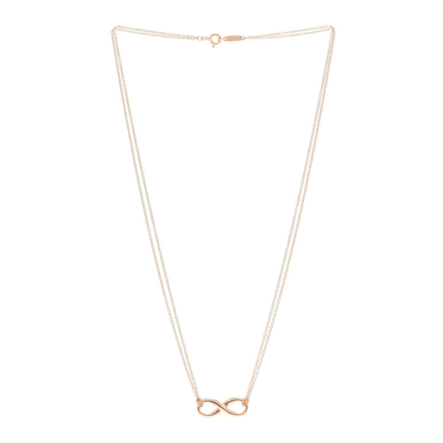 18K Rose Gold Infinity Double Chain Pendant Necklace