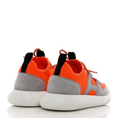 Hermes Technical Canvas Suede Goatskin Womens Duel Sneakers 39 Orange Multicolor 4 of 9