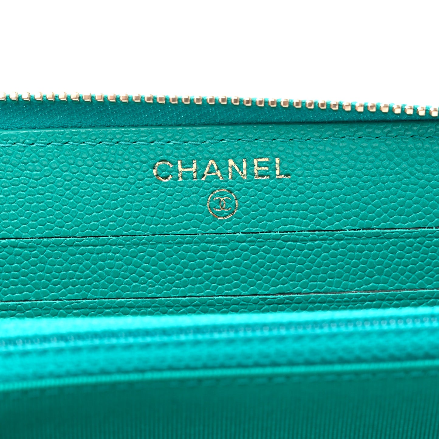 Caviar Quilted Small Zip Around Wallet Turquoise
