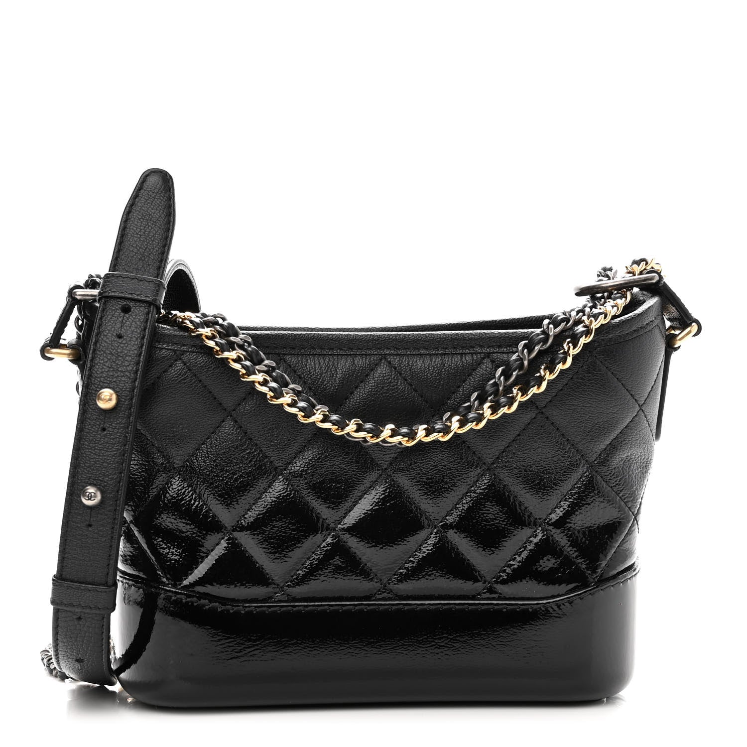 Chanel Patent Goatskin Quilted Small Gabrielle Hobo Black 1 of 11