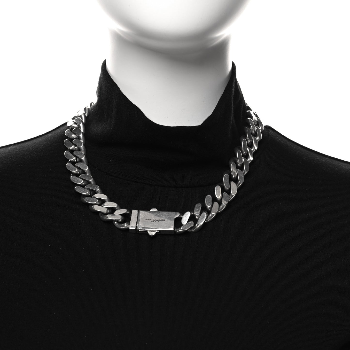 Metal Curb Chain Necklace Oxidized Silver