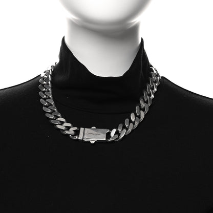 Saint Laurent Metal Curb Chain Necklace Oxidized Silver 2 of 4