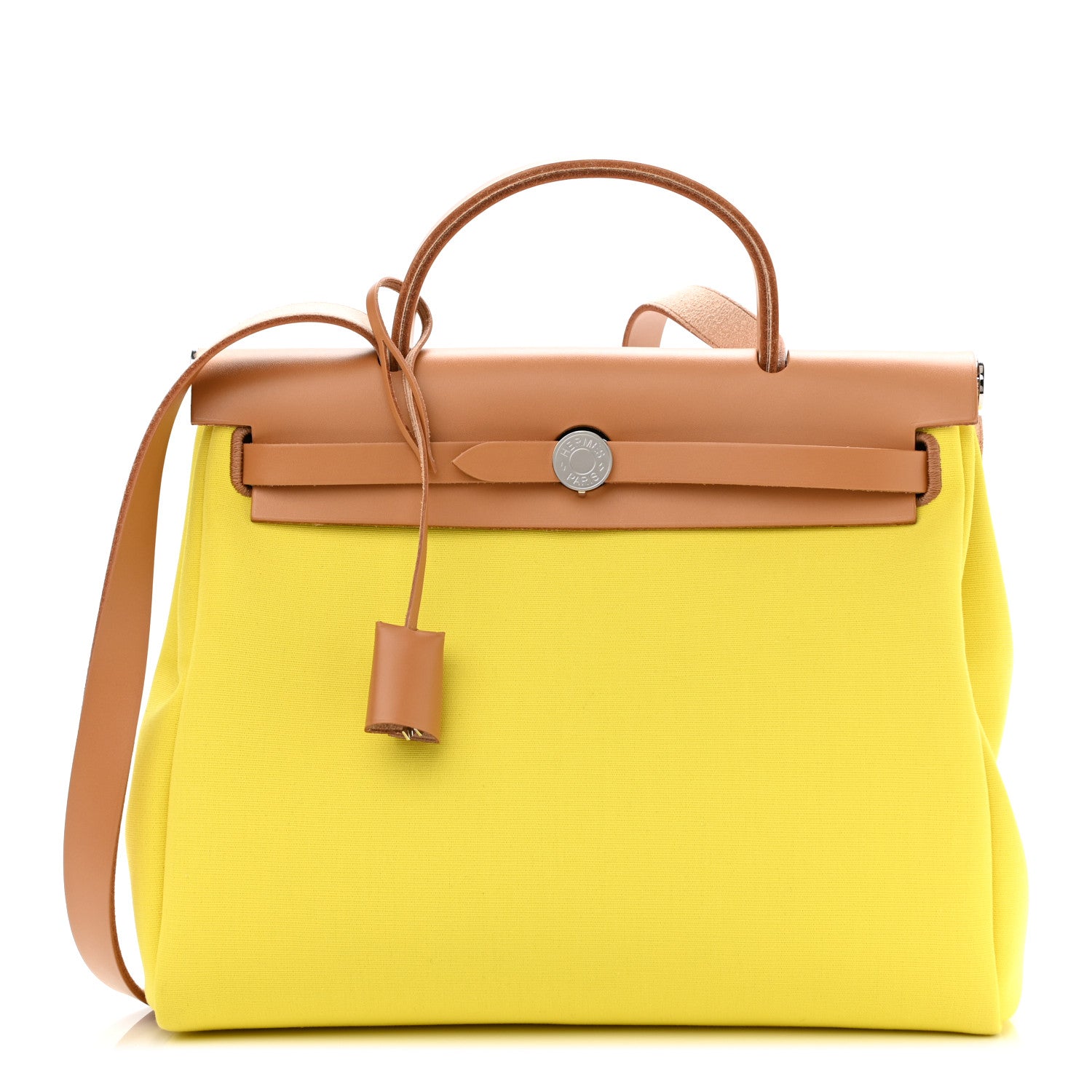 Hermes Military Toile Vache Hunter Herbag Zip Retourne 31 PM Lime Naturel Sable Rouge Garance 2 of 10