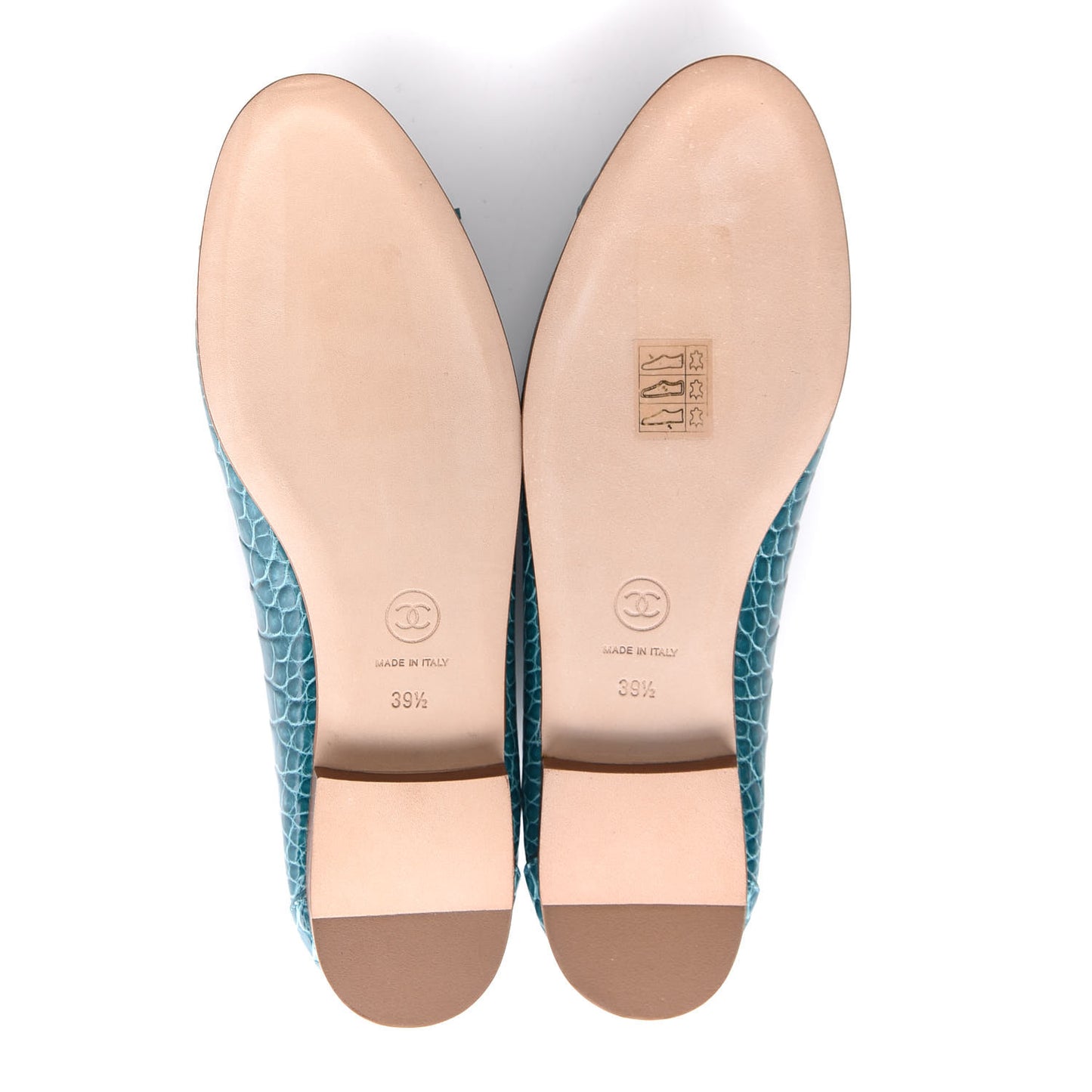 Alligator CC Cap Toe Ballerina Flats 39.5 Turquoise