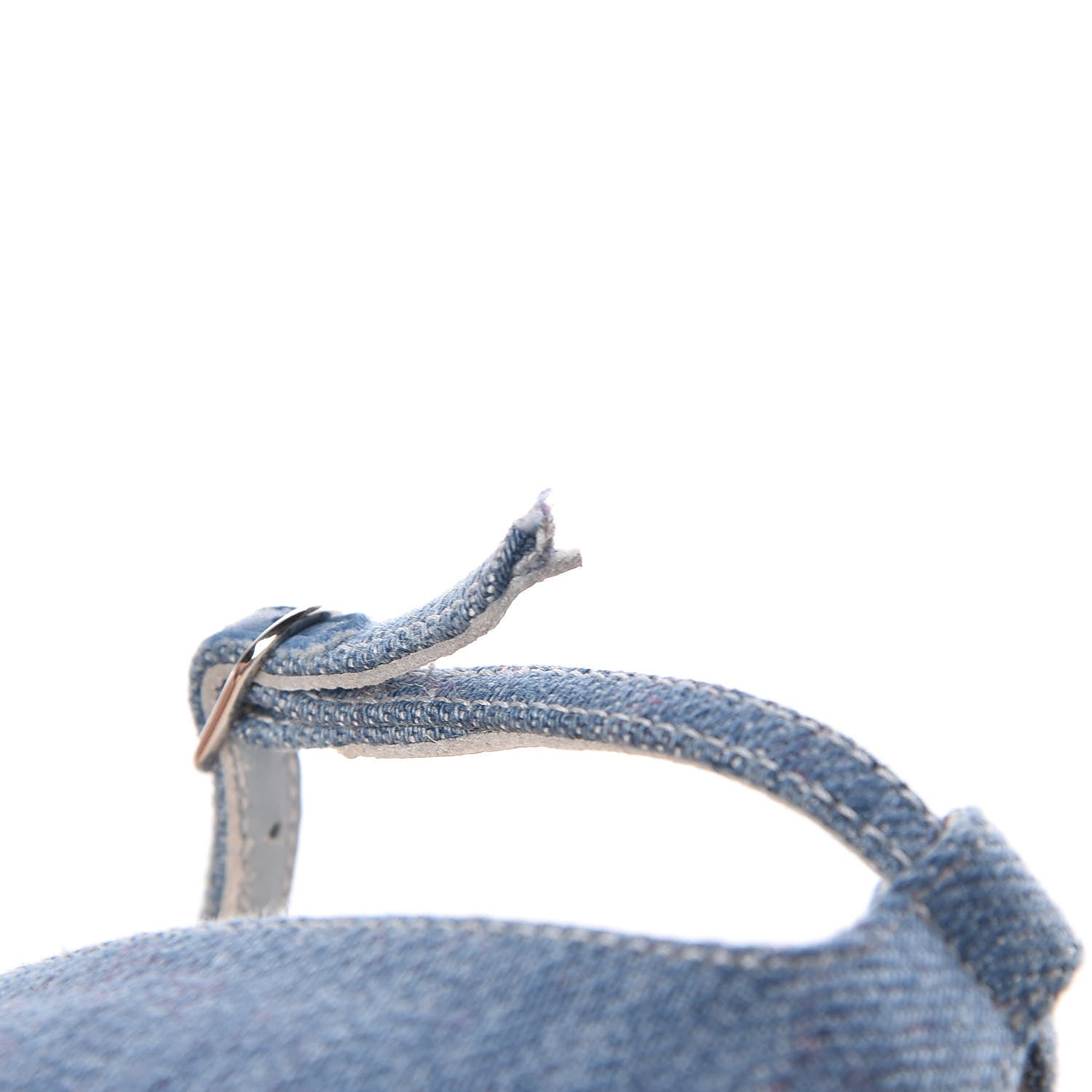 Christian Louboutin Denim Crackled Calfskin Hawaii Print Senora 100 Sandals 35.5 Blue White 8 of 10