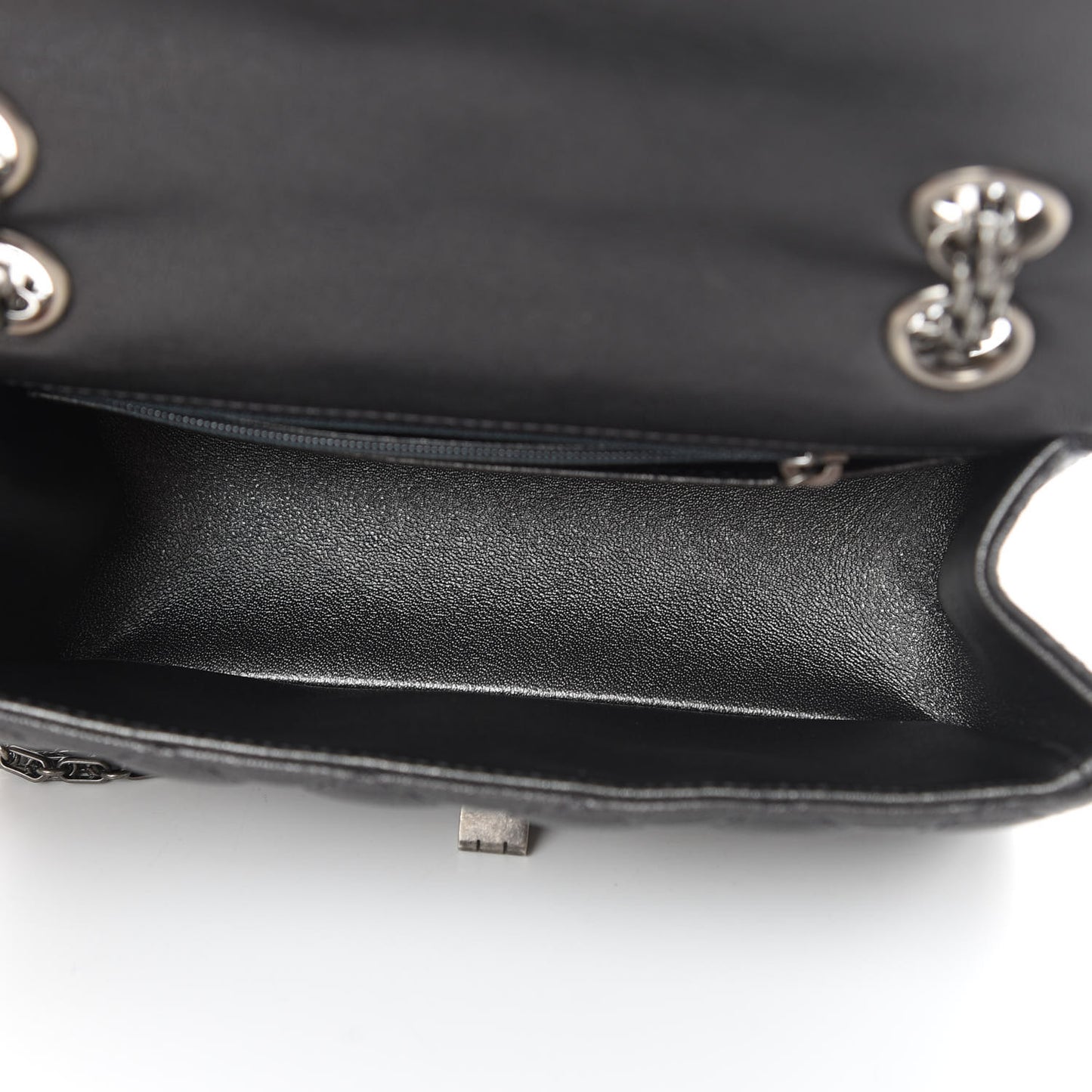 Metallic Sheepskin Quilted 2.55 Reissue Mini Flap Dark Silver