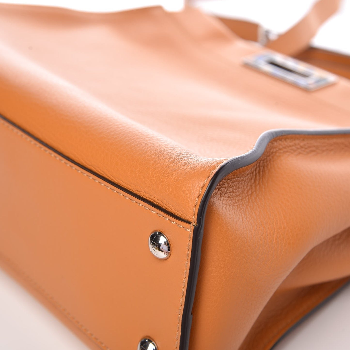 Vitello Seta Shiny Nappa Plexiglass Granite Medium Peekaboo Iconic Satchel Ginger Latte