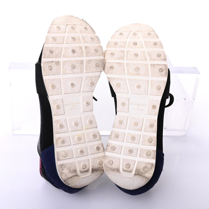 Balenciaga Calfskin Neoprene Mesh Suede Womens Race Runner Sneakers 37 Black Bleu Pink 5 of 8
