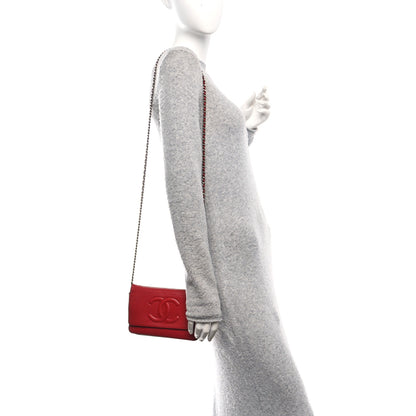 Chanel Caviar Timeless CC Wallet on Chain WOC Red 2 of 12