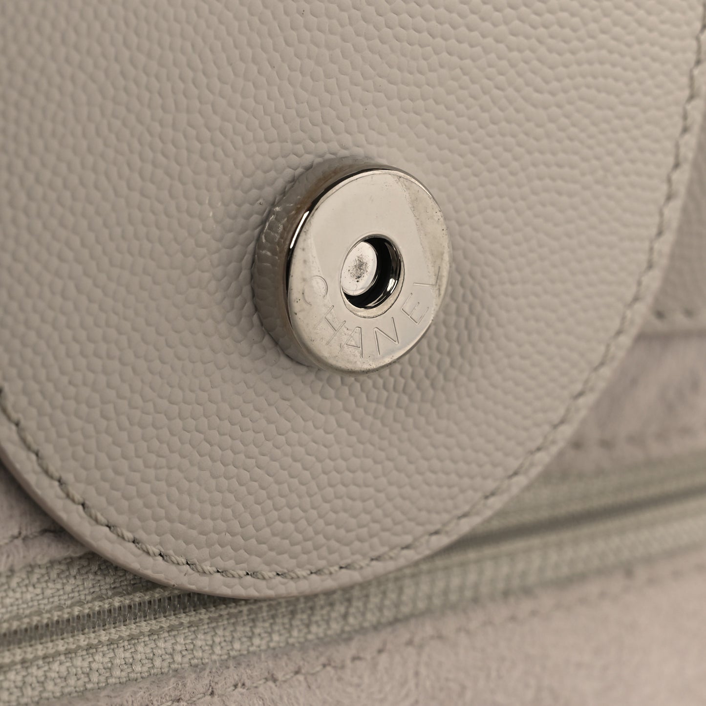 Caviar Medium Studded Deauville Tote Ivory