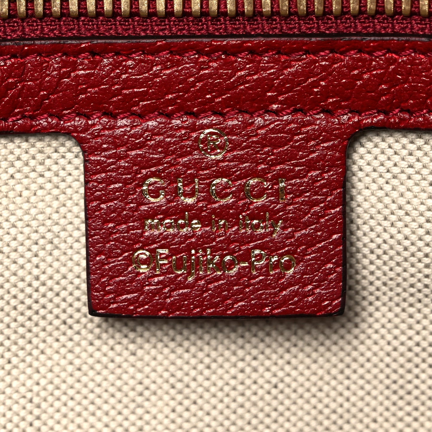 X DORAEMON Mini Vintage GG Supreme Monogram Large Tote Bag Beige Cherry Red