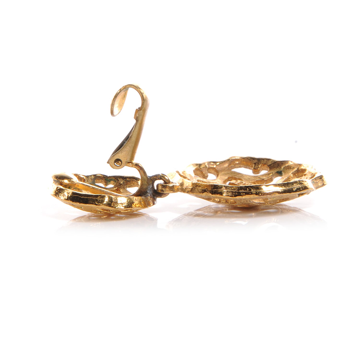 CC Clip On Drop Earrings Gold