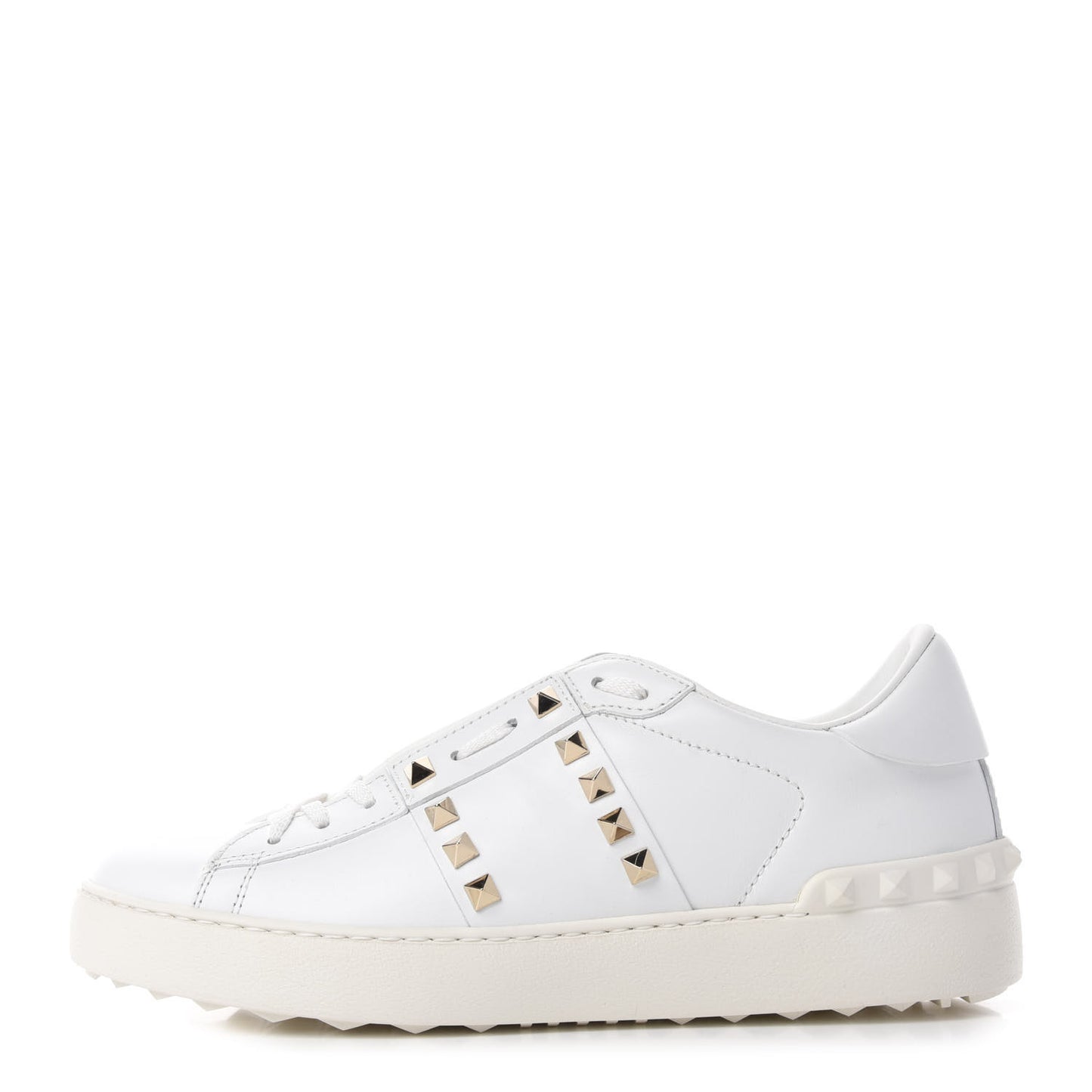Calfskin Rockstud Untitled Open Sneakers 38 White