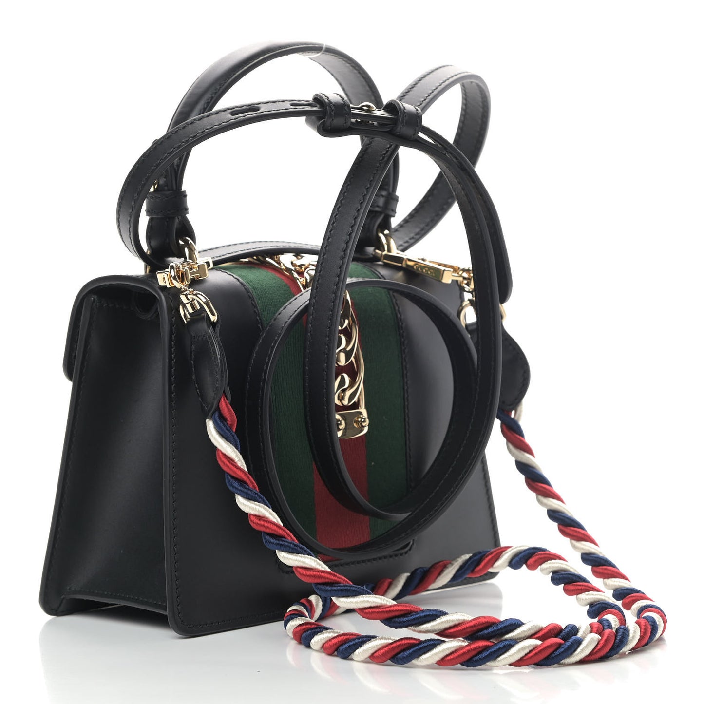 Calfskin Mini Sylvie Top Handle Bag Black