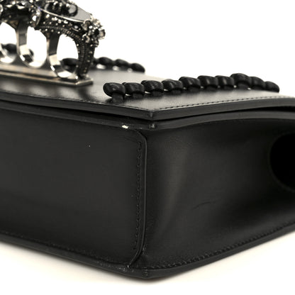 Alexander McQueen Calfskin Stitched Butterfly Jeweled Knuckle Satchel Black 11 of 11