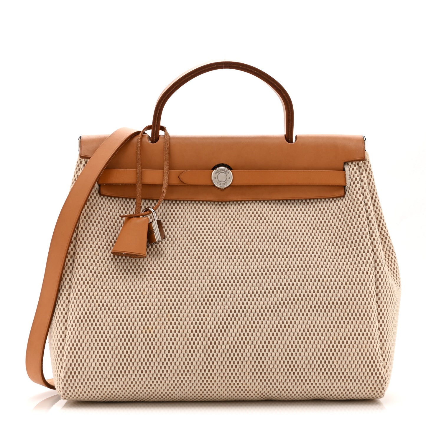 Toile Vache Calfskin Herbag 30 PM Black Natural