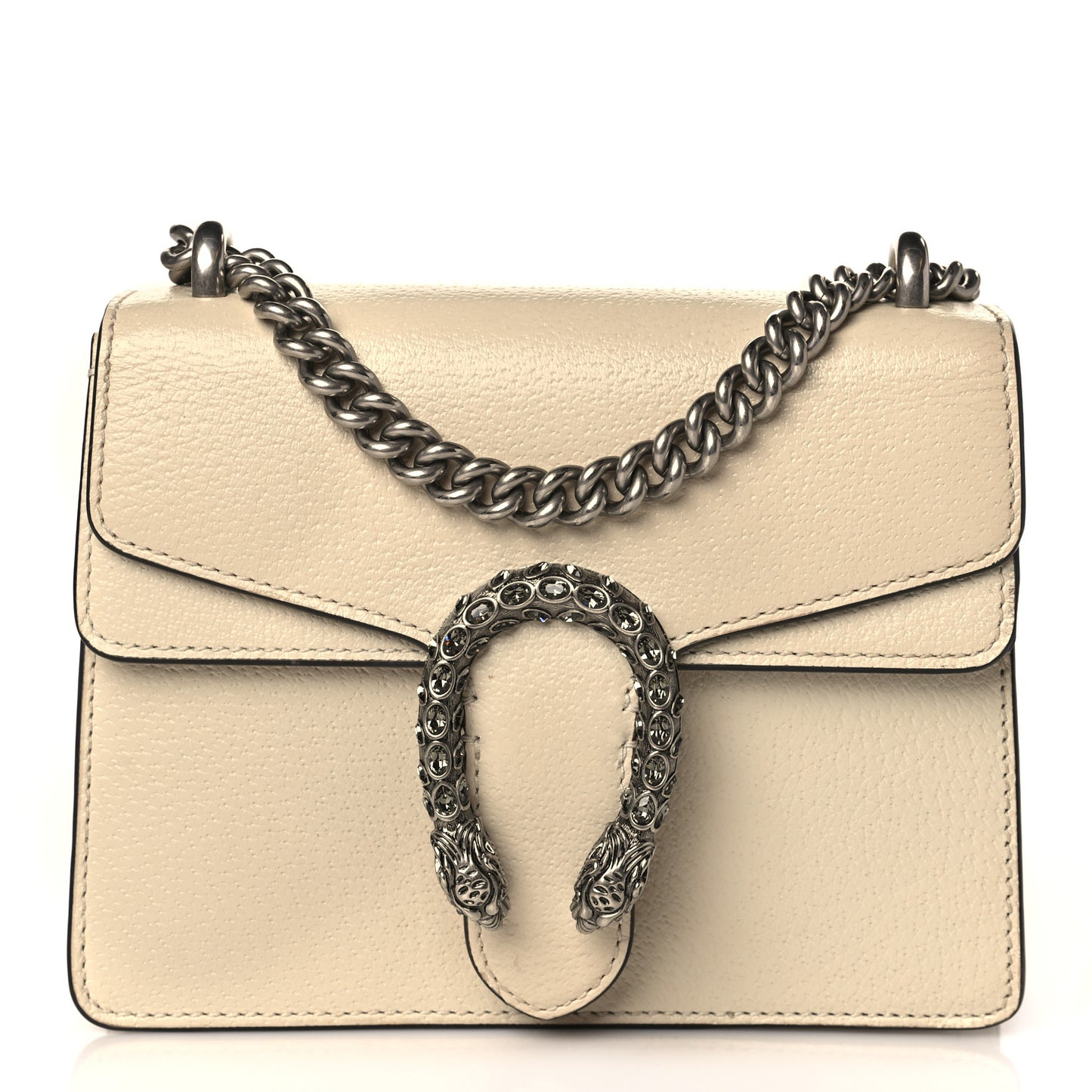 Textured Calfskin Crystal Mini Dionysus Shoulder Bag Mystic White