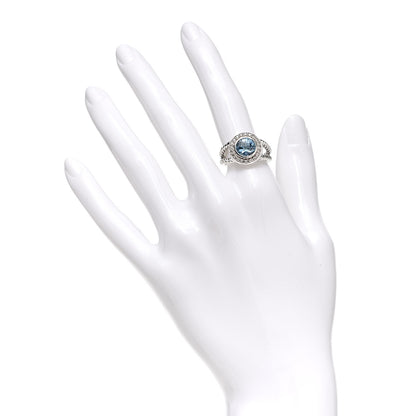 David Yurman Sterling Silver Diamond Blue Topaz 8mm Petite Cerise Ring 51 5.75 2 of 6