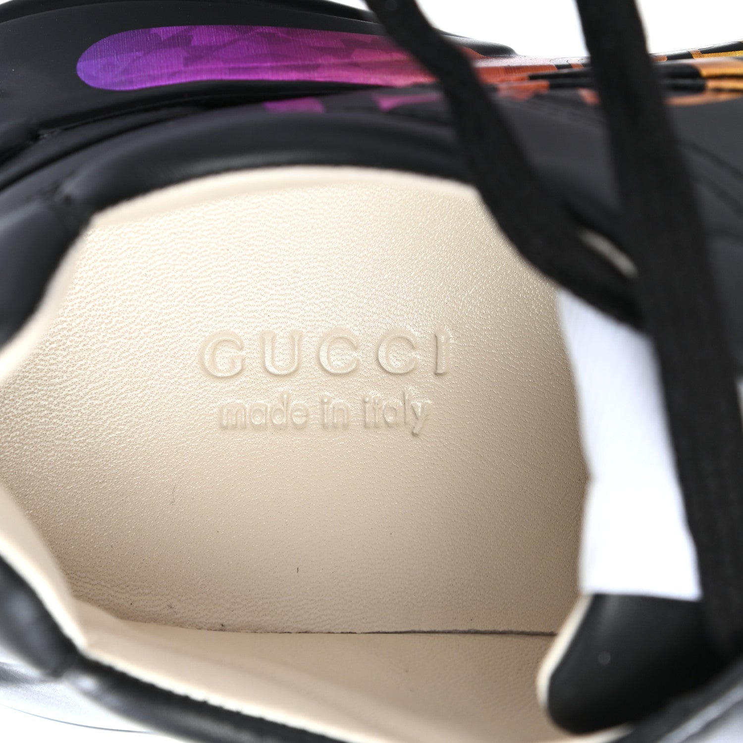 Gucci Calfskin Iridescent Logo Womens Rhyton Sneakers 35.5 Black 7 of 8