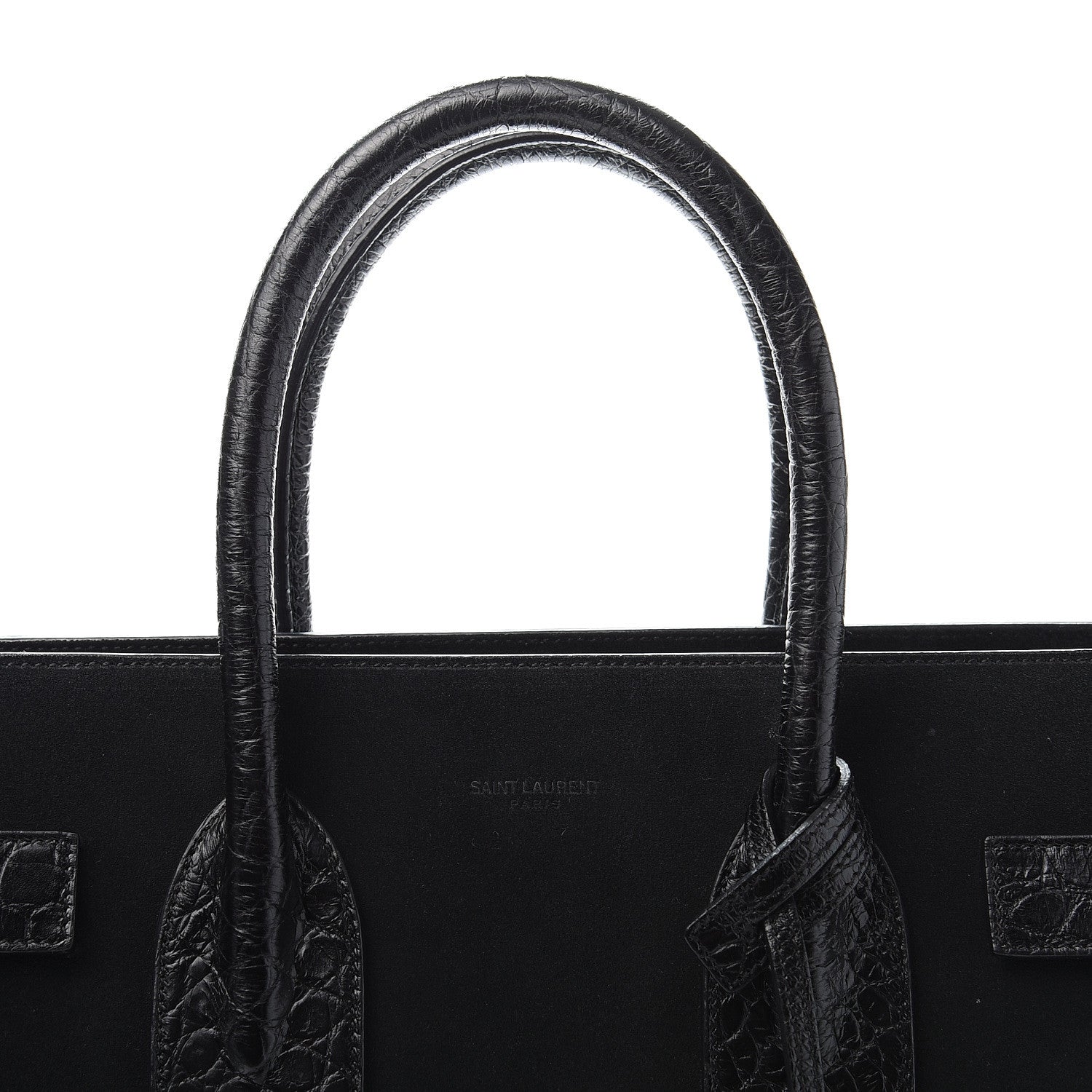 Saint Laurent Suede Crocodile Embossed Small Sac De Jour Black 14 of 15