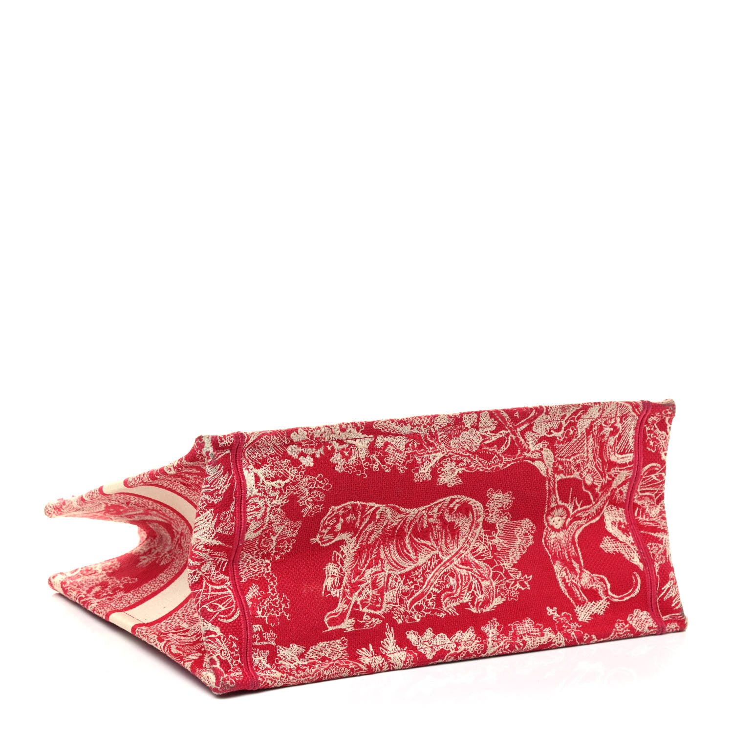 Christian Dior Canvas Embroidered Medium Toile De Jouy Reverse Book Tote Fuchsia 3 of 4