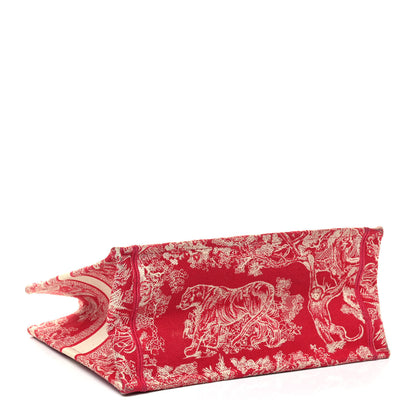 Christian Dior Canvas Embroidered Medium Toile De Jouy Reverse Book Tote Fuchsia 3 of 4