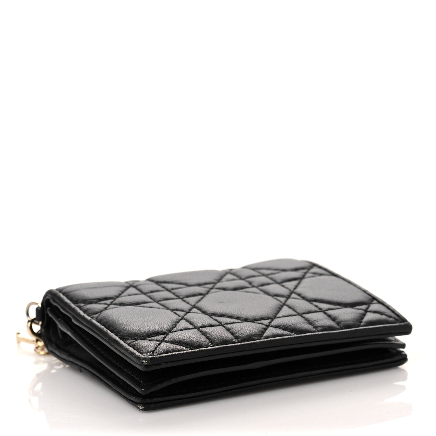 Lambskin Cannage Mini Lady Dior Wallet Black