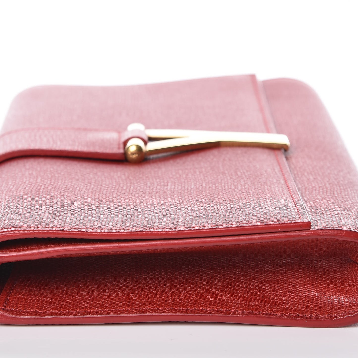 Textured Calfskin Classic Y Ligne Clutch Red