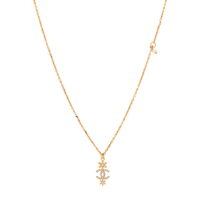 Chanel Crystal CC Flower Necklace Gold 1 of 7
