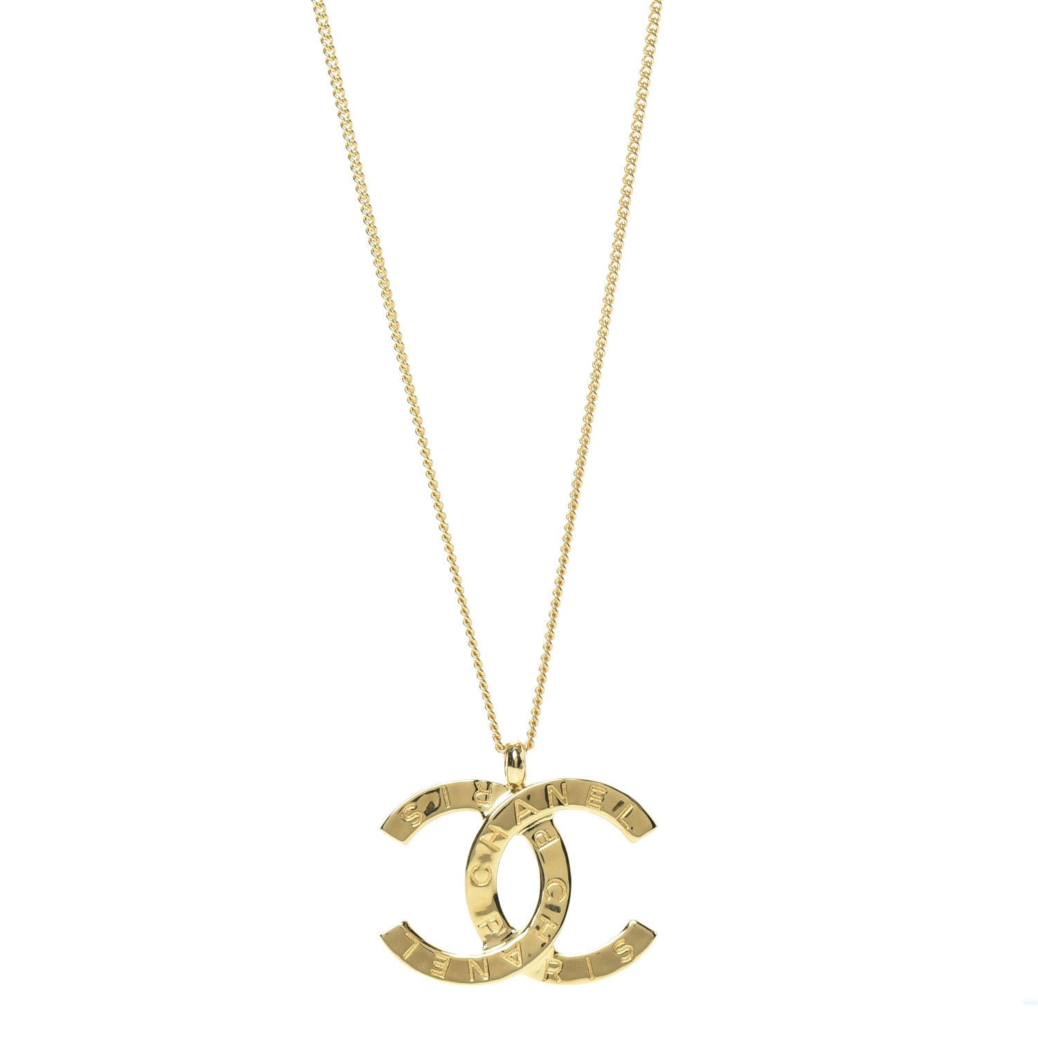 Chanel Metal CC Paris Button Necklace Gold 1 of 5