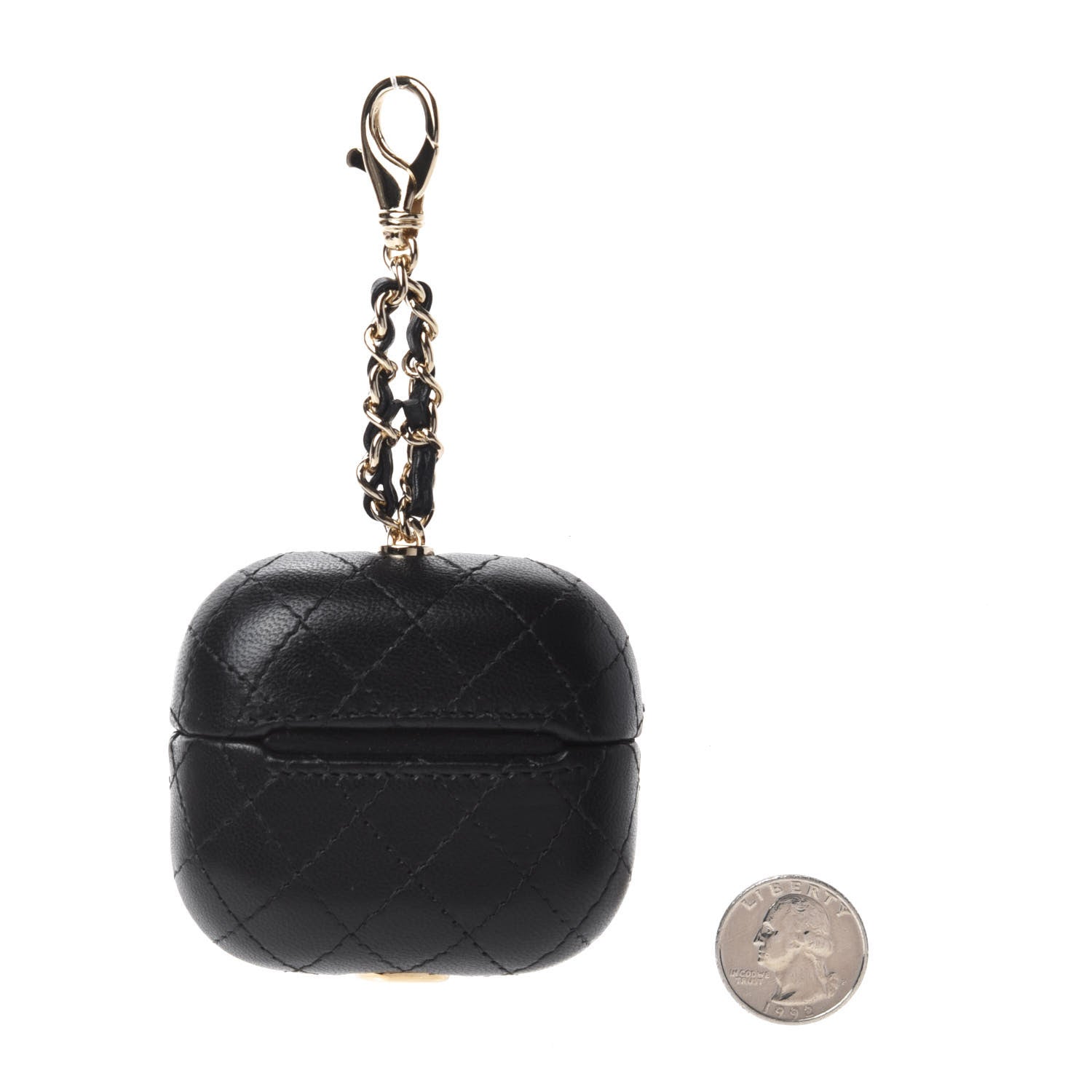 Chanel Lambskin Quilted Airpods Pro Case With Chain Black 2 of 7