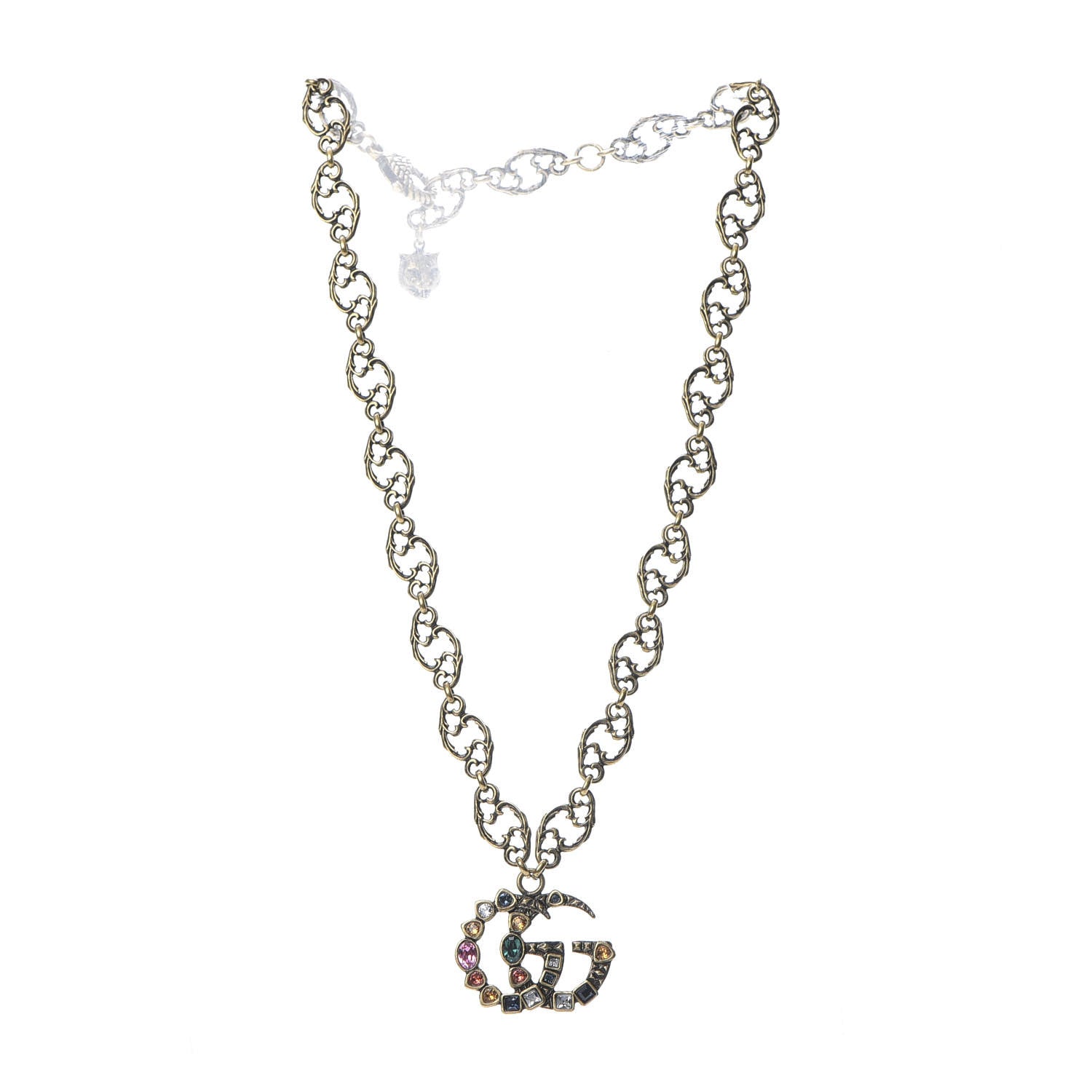 Gucci Crystal Marmont Necklace Aged Gold Multicolor 3 of 5