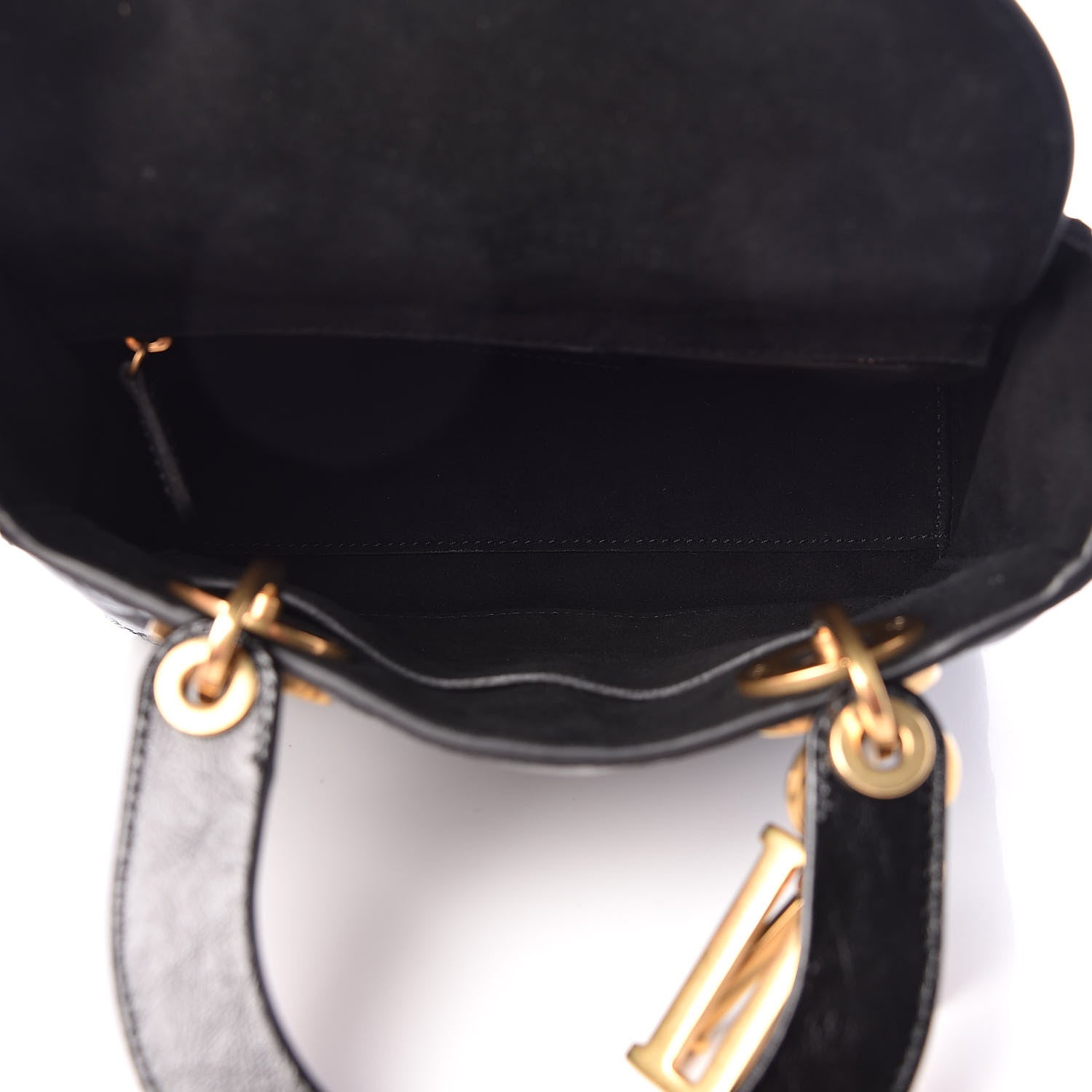 Christian Dior Crinkled Patent Cannage Small Lucky Badges My Lady Dior Black 7 of 10