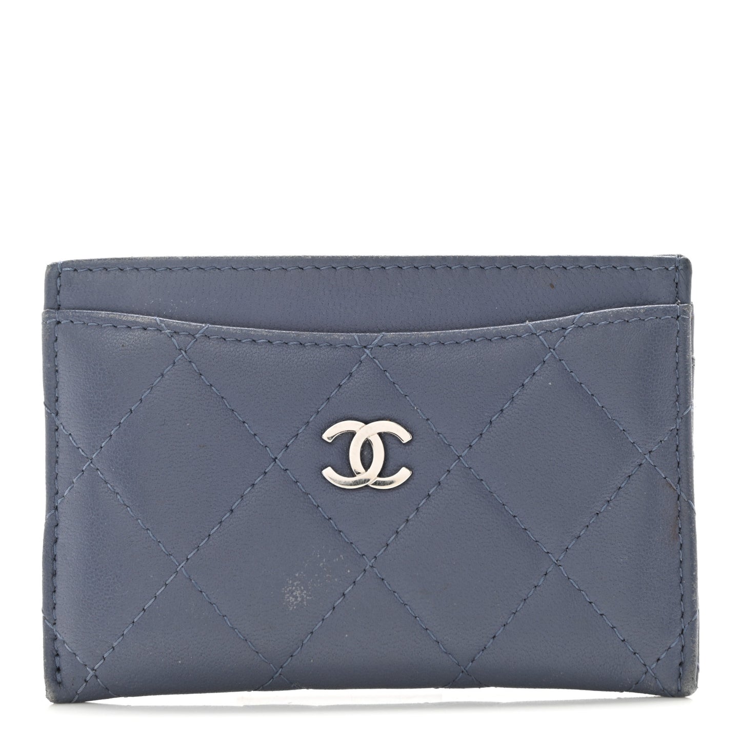 Lambskin Quilted Card Holder Light Purple