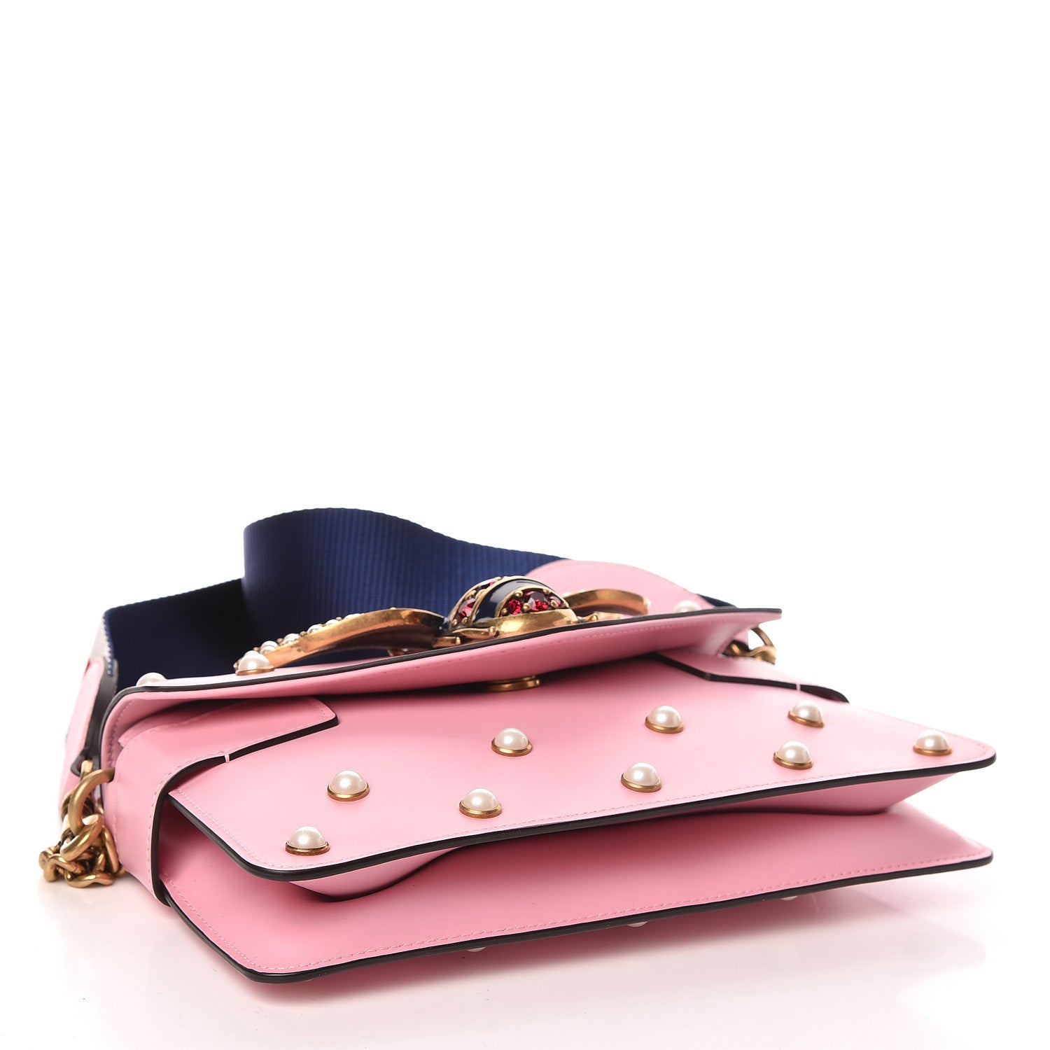 Gucci Nappa Pearl Studded Mini Queen Margaret Broadway Shoulder Bag Sugar Pink 4 of 10