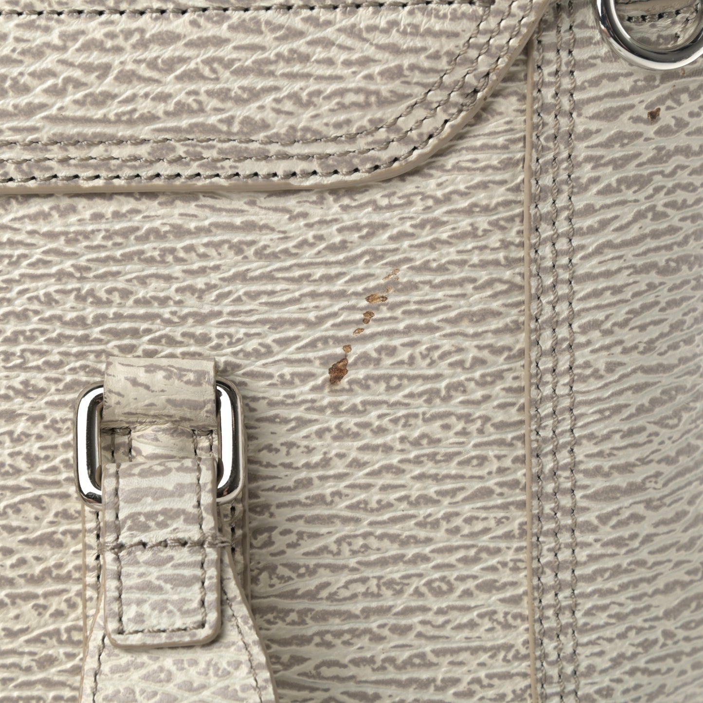 Shark Embossed Textured Calfskin Large Pashli Satchel Ivory Dove